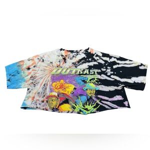 OutKast multicolor cropped tie dye graphic cotton short sleeve t-shirt